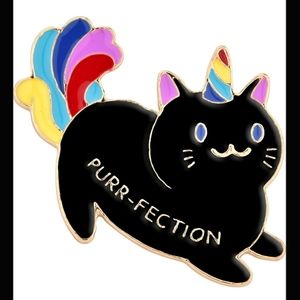 Cat Purr-fection Lapel Pin Black